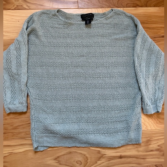 Tahari Sweaters - Tahari 100% Linen Knit Sweater Sage Lightweight Dolman Sleeve Crew Sweater Small